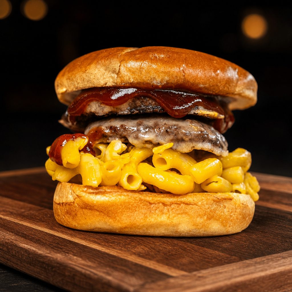 BBQ Mac & Cheese Smash Burger.